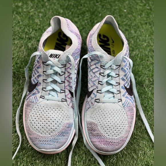 Nike Womens Free 4.0 Flyknit 717076-404 Blue Running Shoes Sneakers Size 9 - Picture 1 of 7